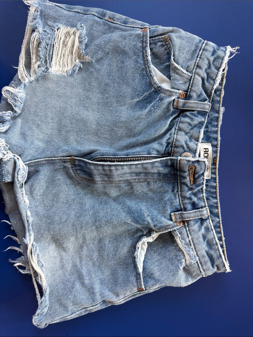 ROLLA'S Light Blue Distressed Denim Cutoff Shorts - Women's